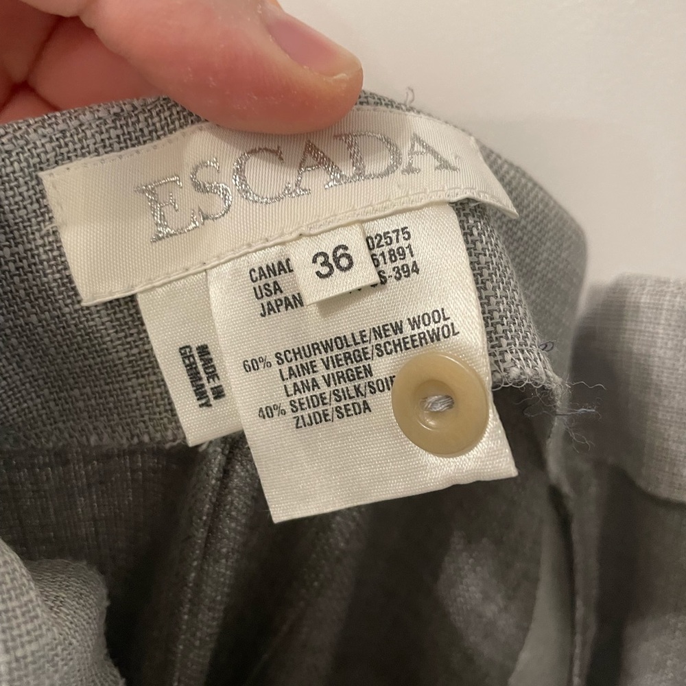 Escada Wool and Silk Blend Suit with Rhinestone Trim - Picture 9 of 16